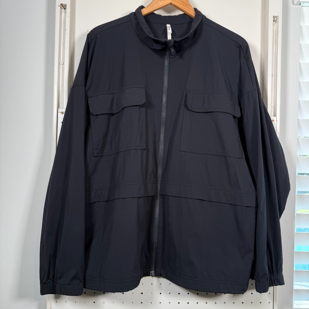 Soma Full Zip Utility Jacket Women's Black Adjustable Hem Cargo Pocket - 2XL